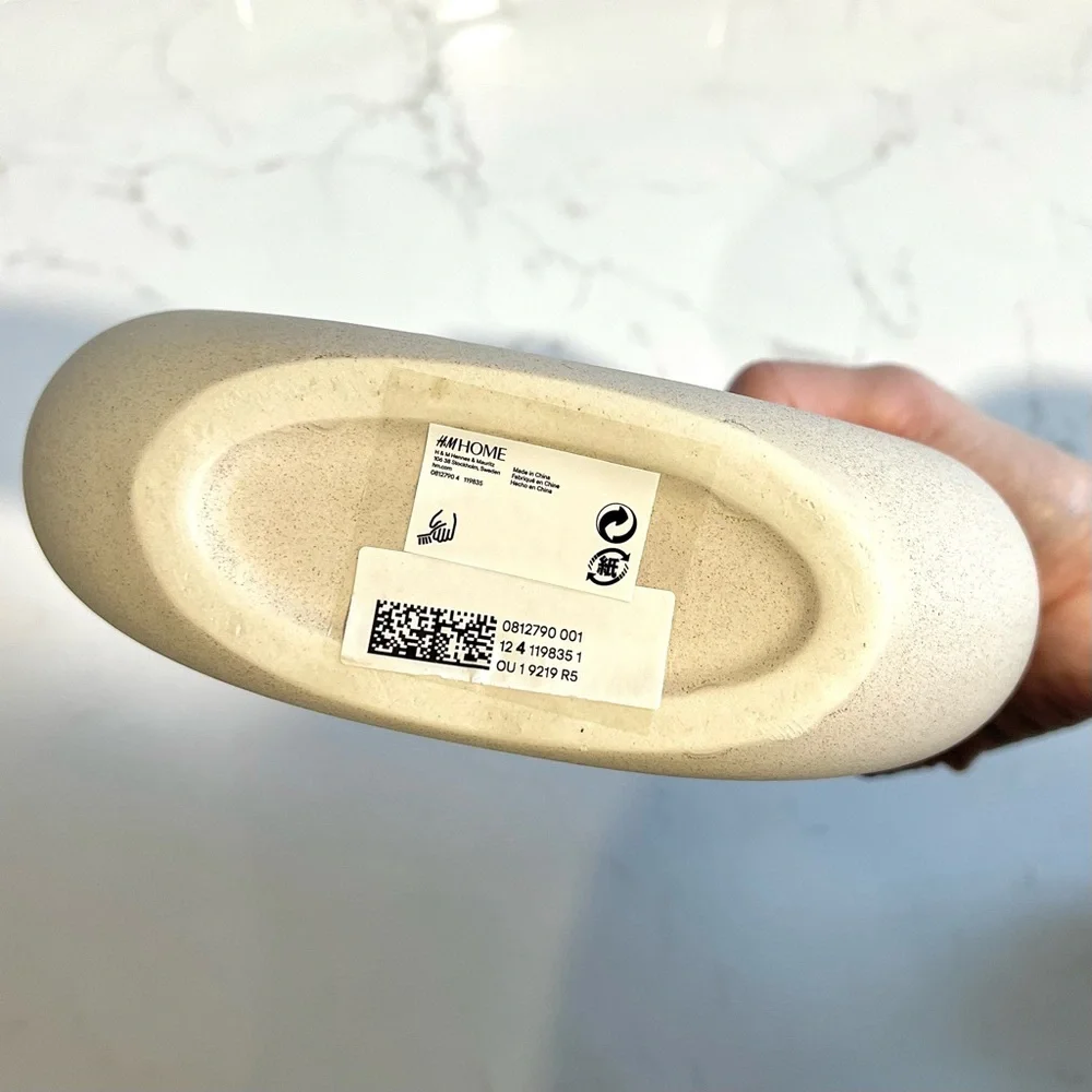 H&M Home Small 100% Ceramic Donut Vase Round Decorative Cream Light Beige